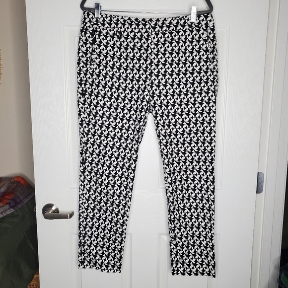 Adriana Papell Kate Black & White Floral Trouser Pants - Picture 2 of 9
